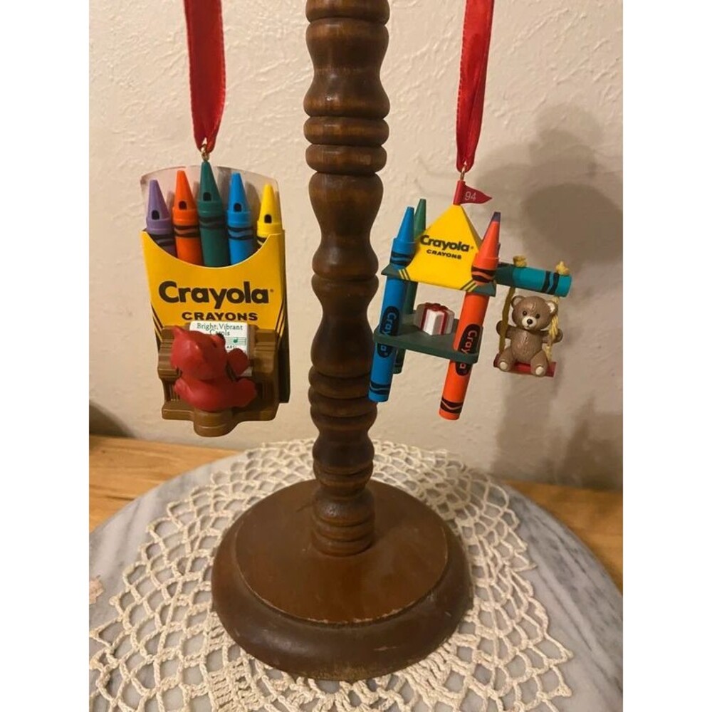 Vintage Hallmark Keepsake Crayola Ornament Lot - 1991 (#3) & 1994 (#6)